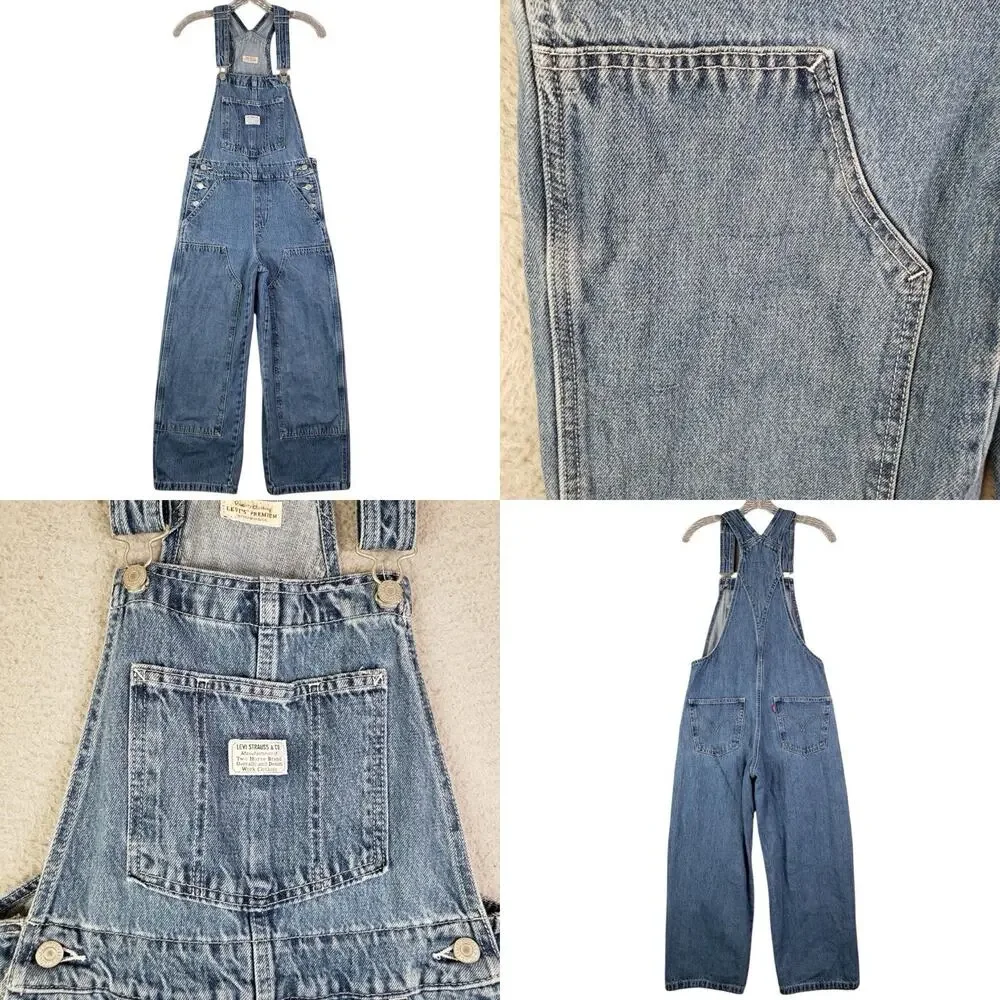 Levi’s Strauss & Co Two Horses Brand Overalls Women’s Size XS Denim Double Knee - Picture 2 of 16